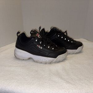 FILA Disruptor II Black White Men's Low Top Sneaker Size 7